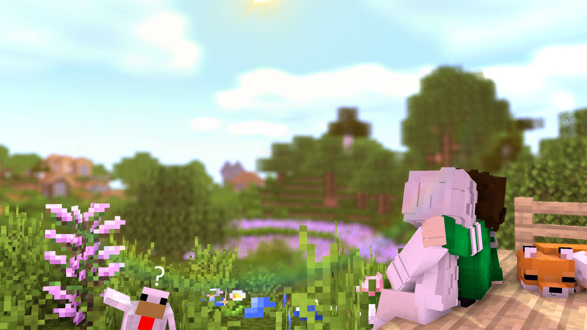 Minecraft Aesthetic Characters In Garden Picture