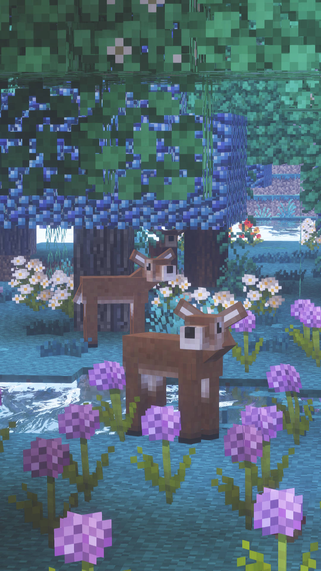 Minecraft Aesthetic Flowers And Trees Wallpaper