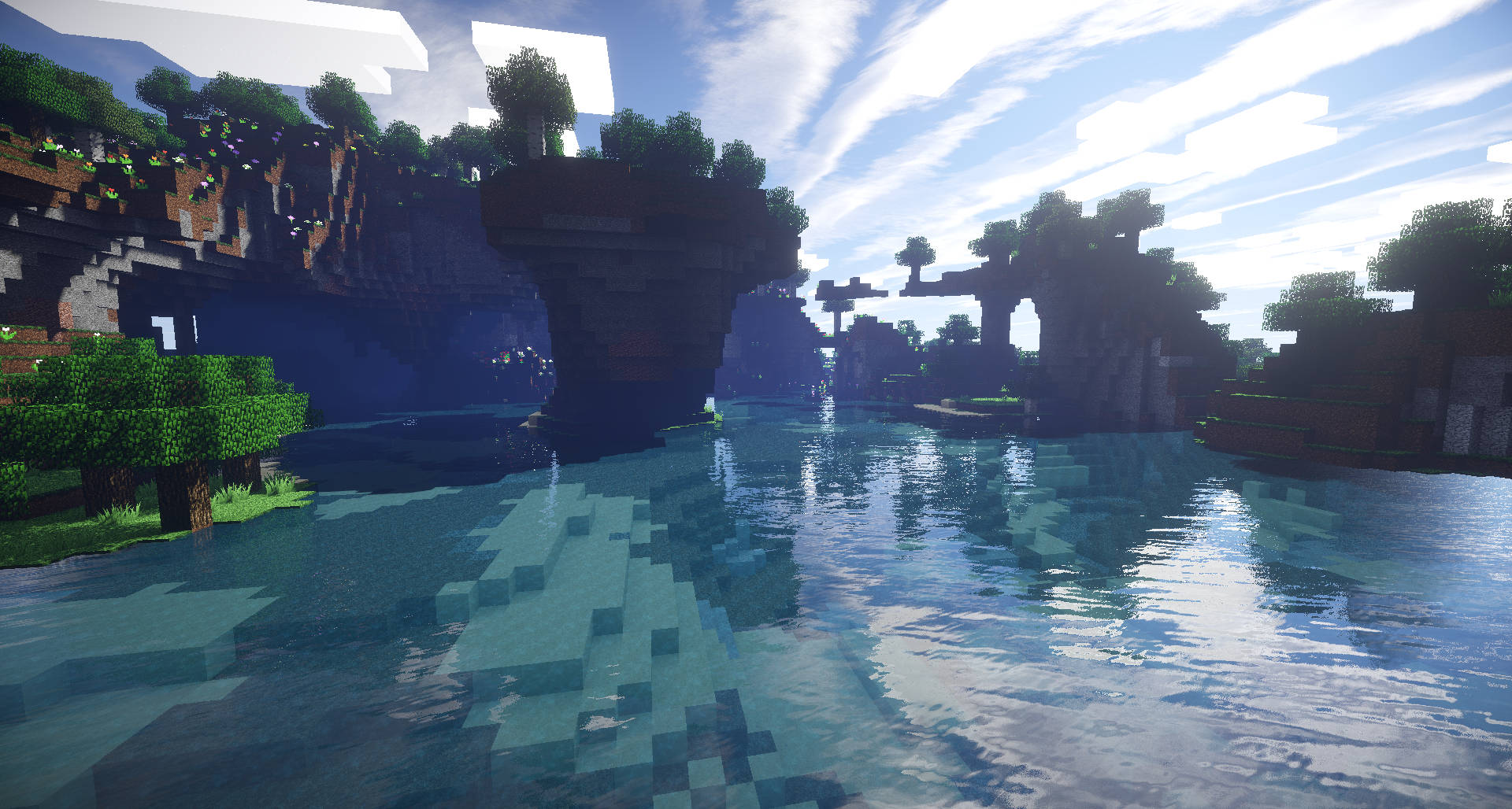 Minecraft Aesthetic Green Lake Forest Picture
