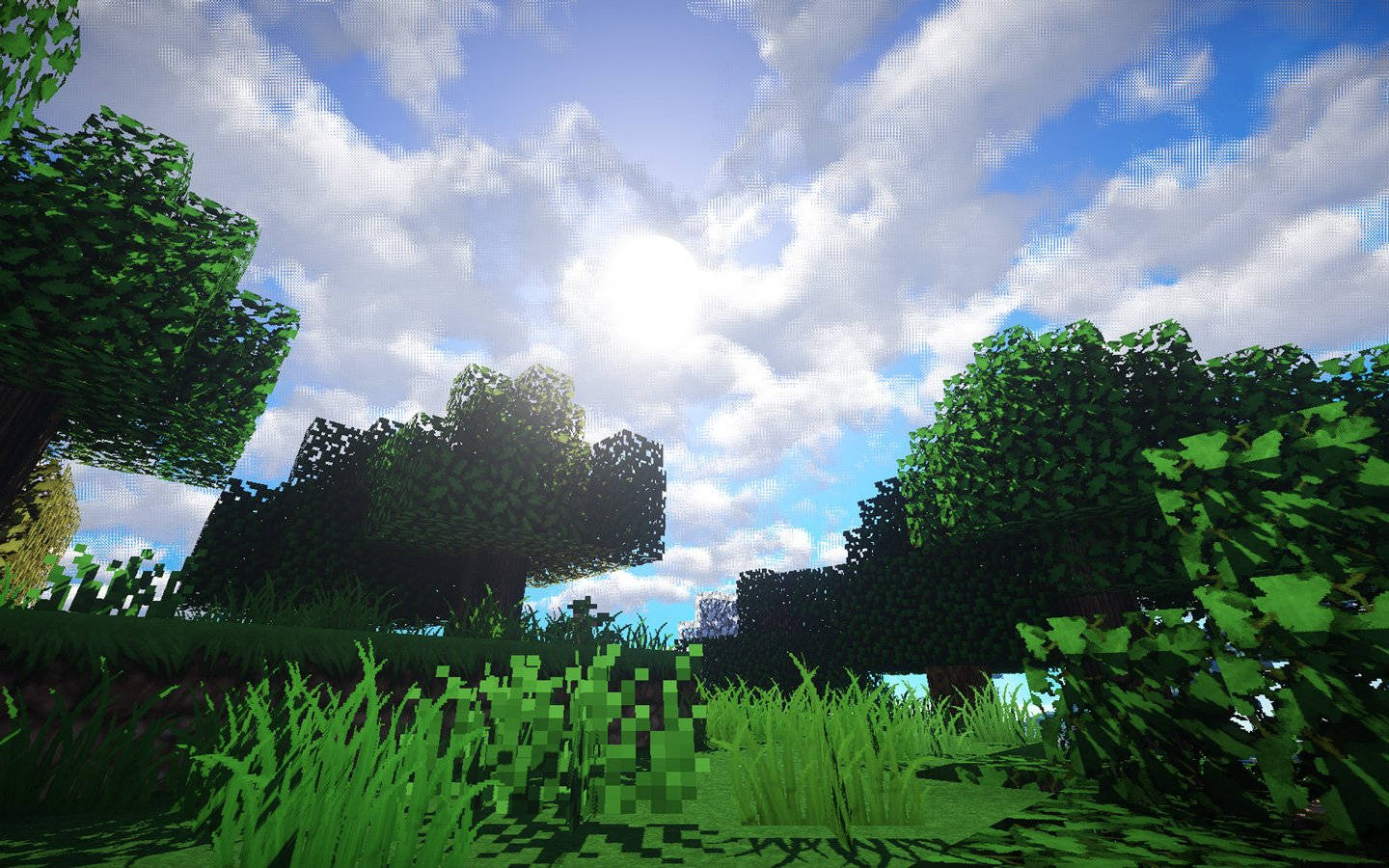 Minecraft Aesthetic Tall Green Trees Background