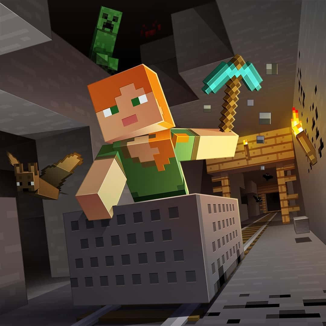 Minecraft Alex standing tall in a vibrant game world Wallpaper