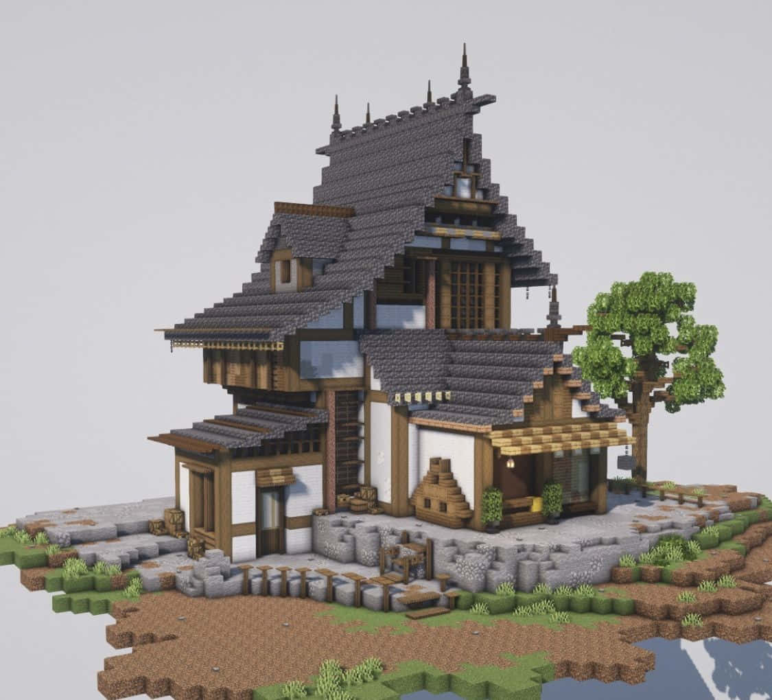 Minecraft Architecture: Exterior Design of a Modern Building Wallpaper