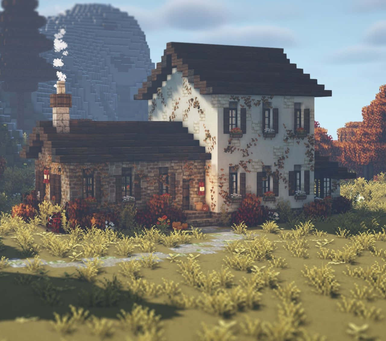 Majestic Minecraft Castle in a Vibrant World Wallpaper