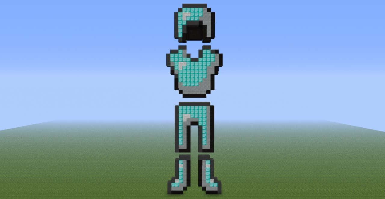 "A Minecraft character dons full diamond armor, showcasing powerful in-game protection." Wallpaper