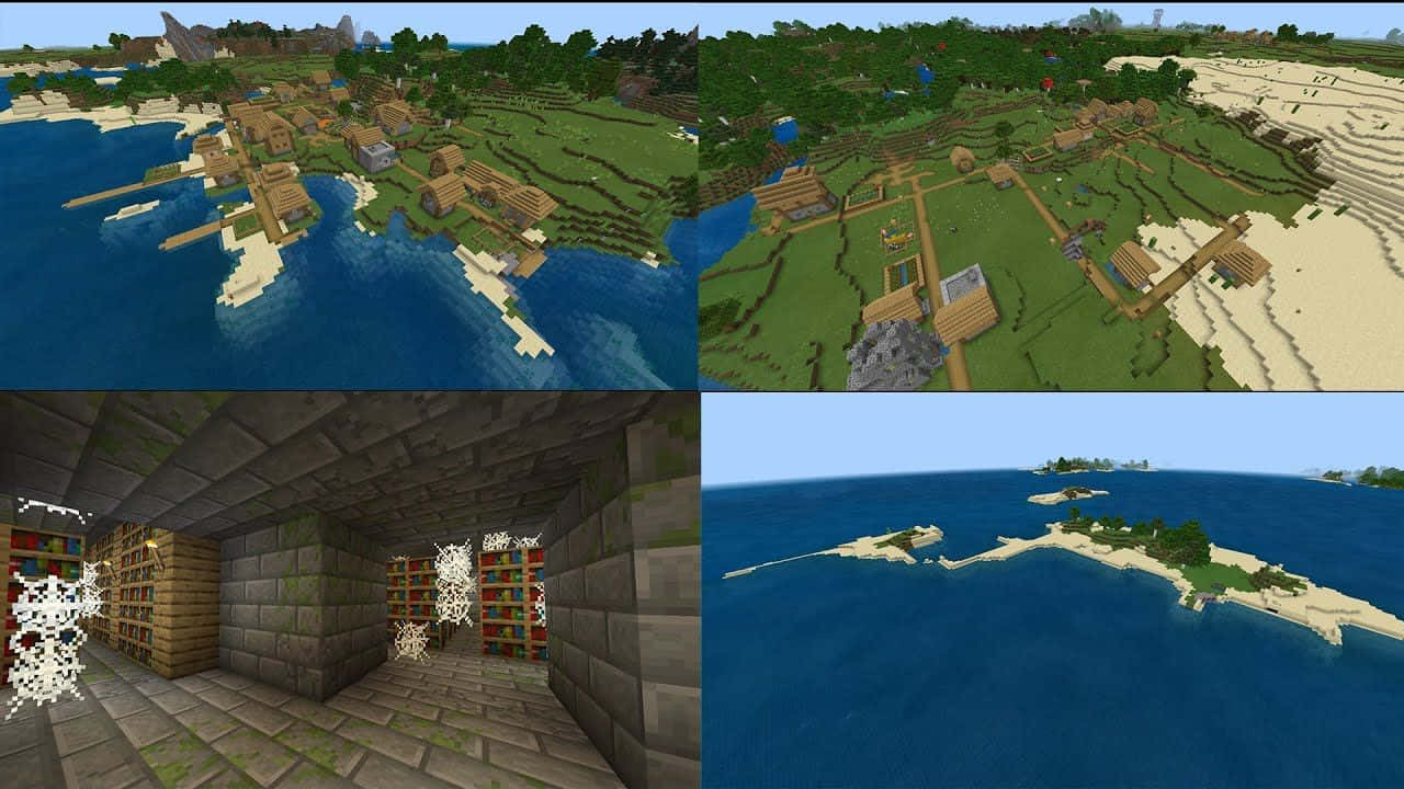 Minecraft Bedrock Edition Gameplay In Een Meeslepende Landschap Achtergrond