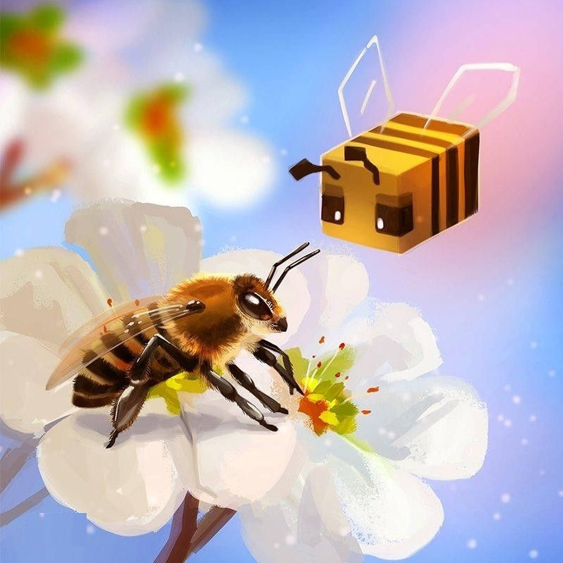 Minecraft Bee And Real Bee Wallpaper