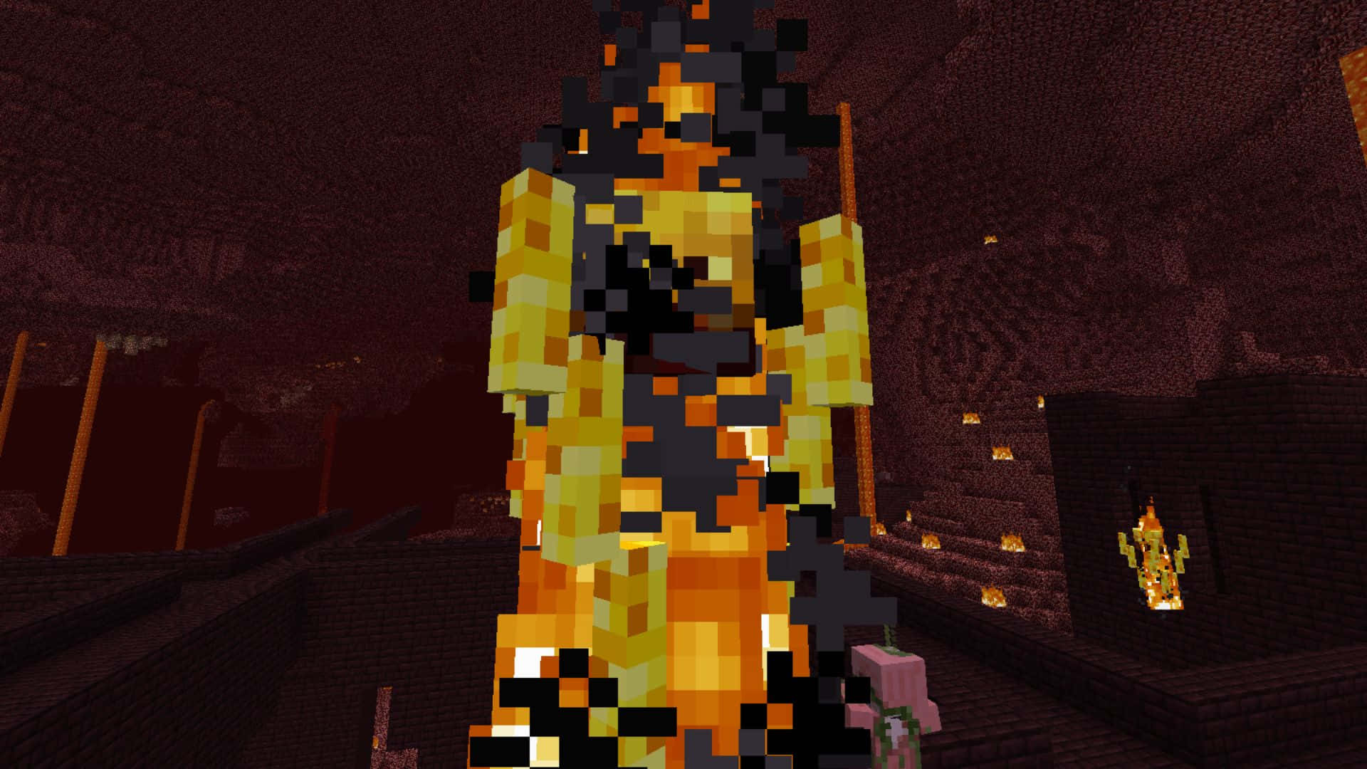 Epic Battle against Blaze in Minecraft Wallpaper