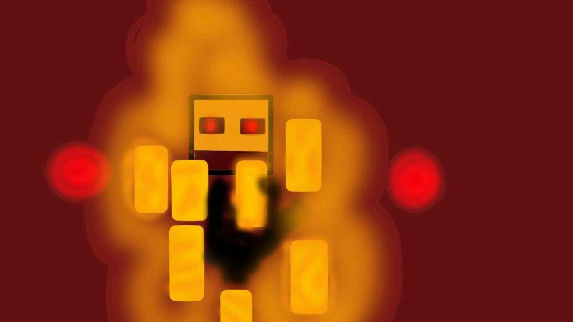 Blazing Battle in the Nether - A fierce Minecraft Blaze faces off against the player in the fiery Nether realm. Wallpaper