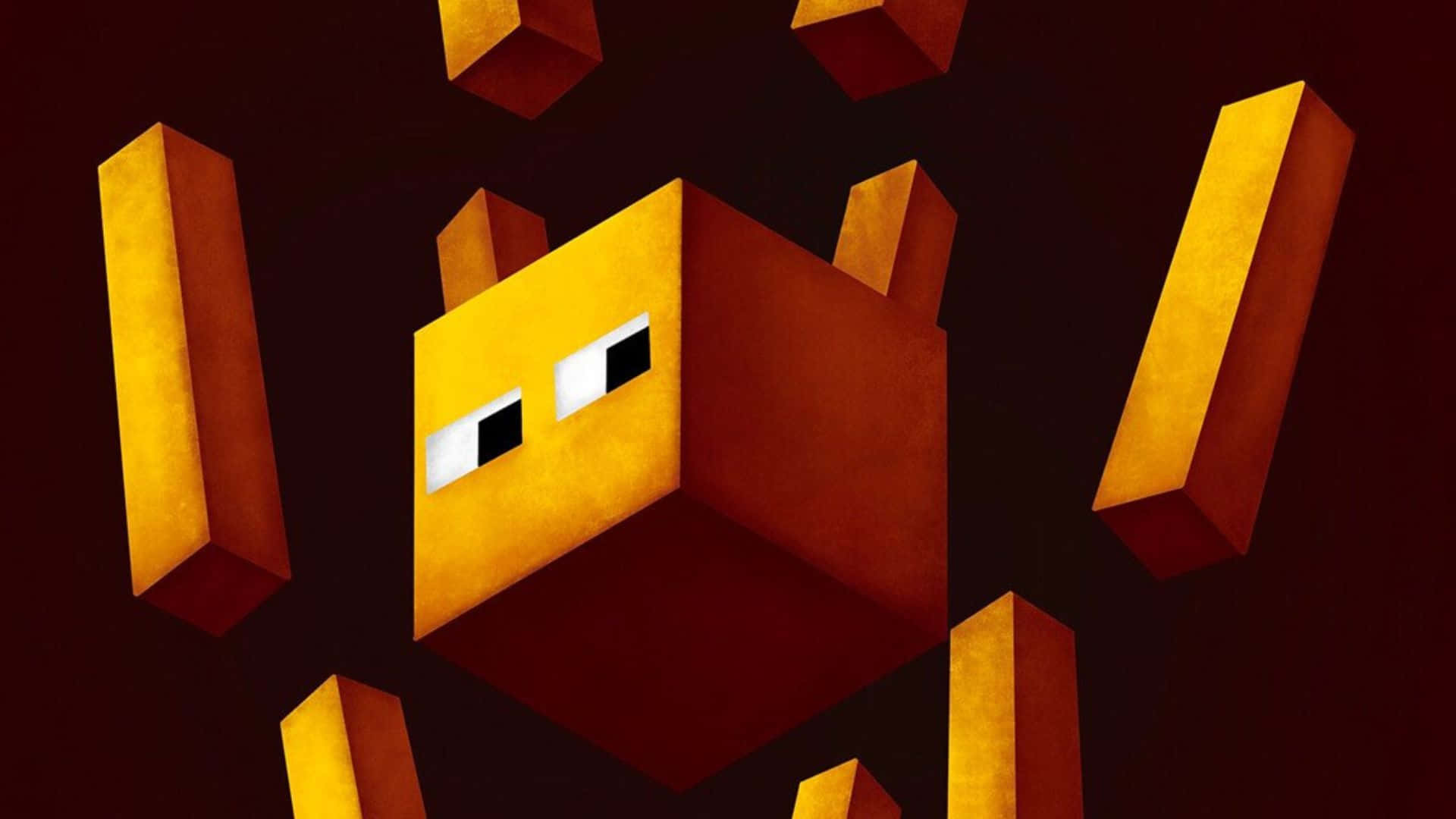 Intense battle with a Minecraft Blaze in the Nether Wallpaper