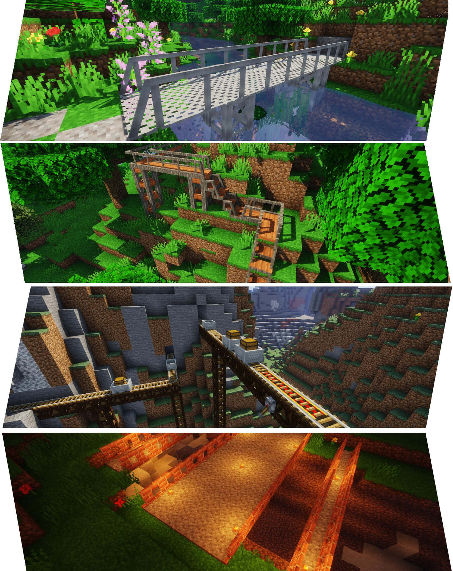 Stunning Minecraft bridge over a serene lake Wallpaper