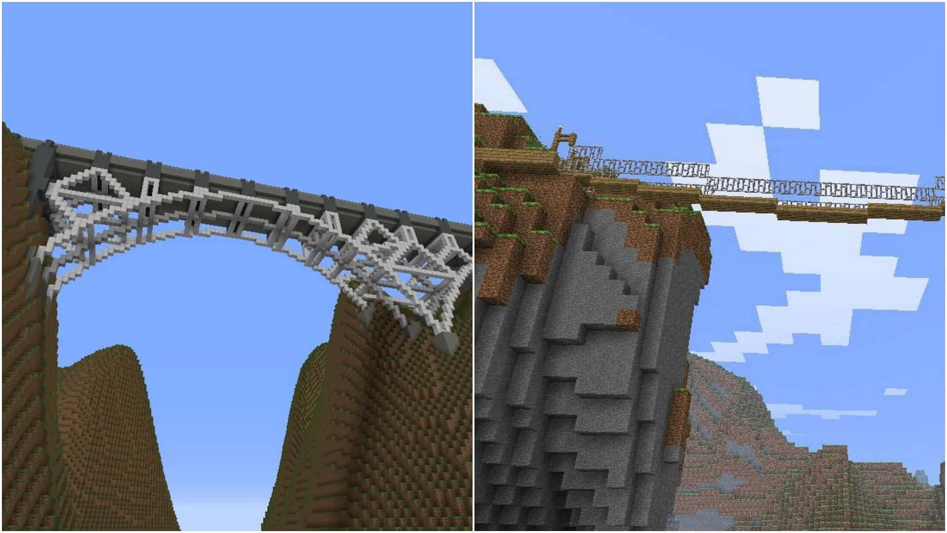 Minecraft Bridge in Stunning Surroundings Wallpaper
