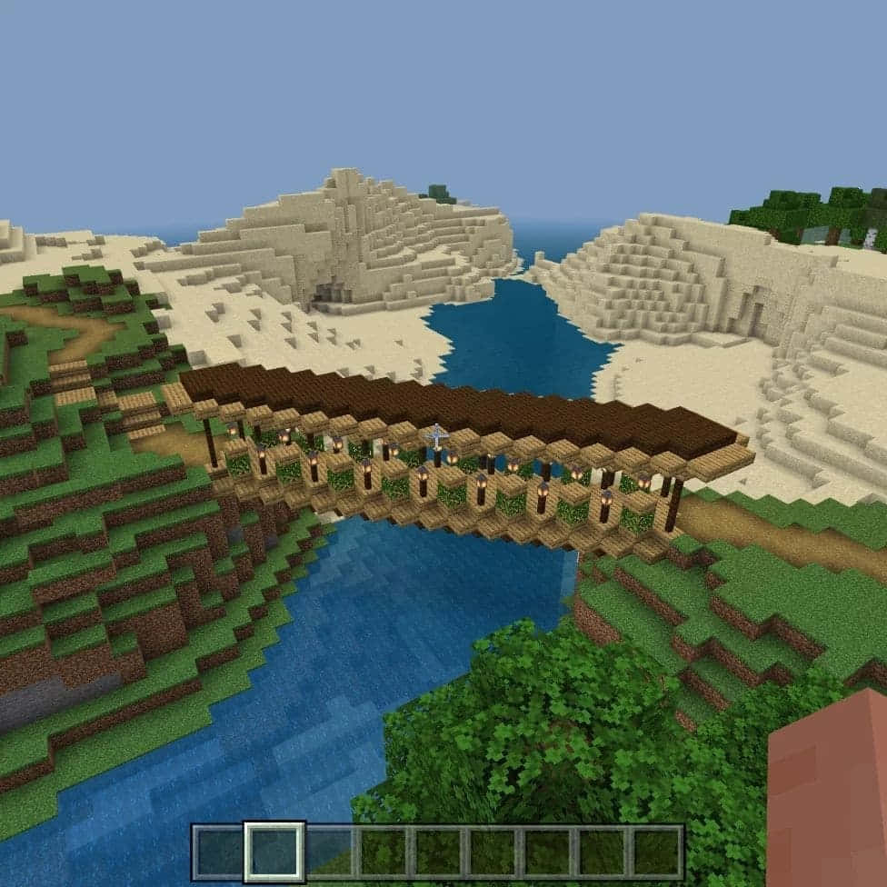 Majestic Minecraft Bridge in the Sky Wallpaper