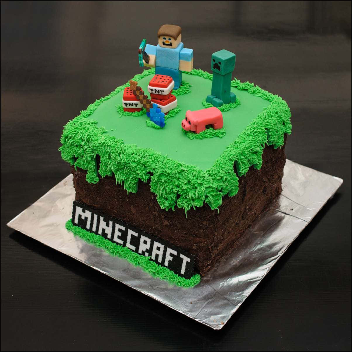 Hållditt Nästa Minecraft-födelsedagsparty Läckert Med En Minecraft-tårta.