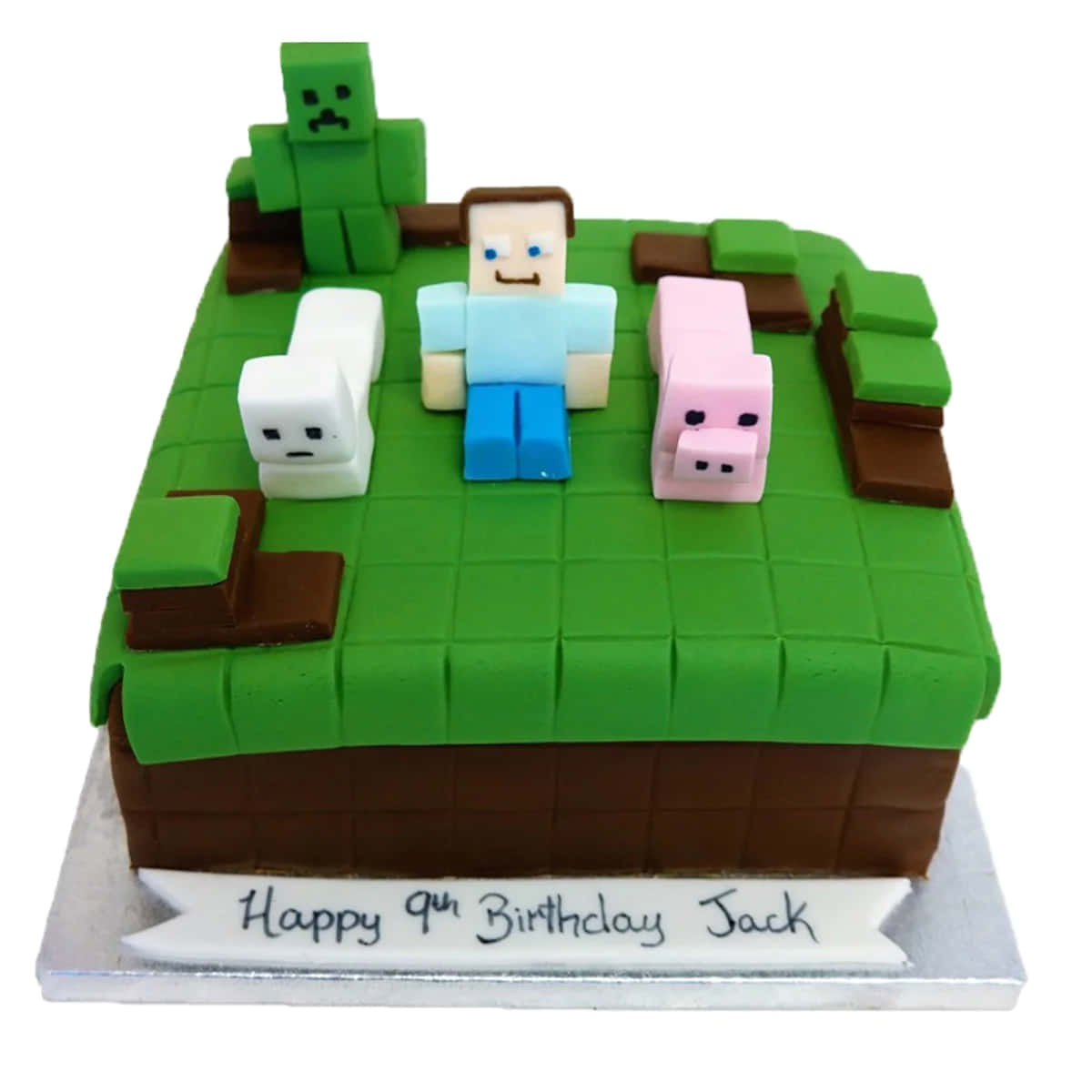 Minecraft Cake With A Couple Of People And A Sheep