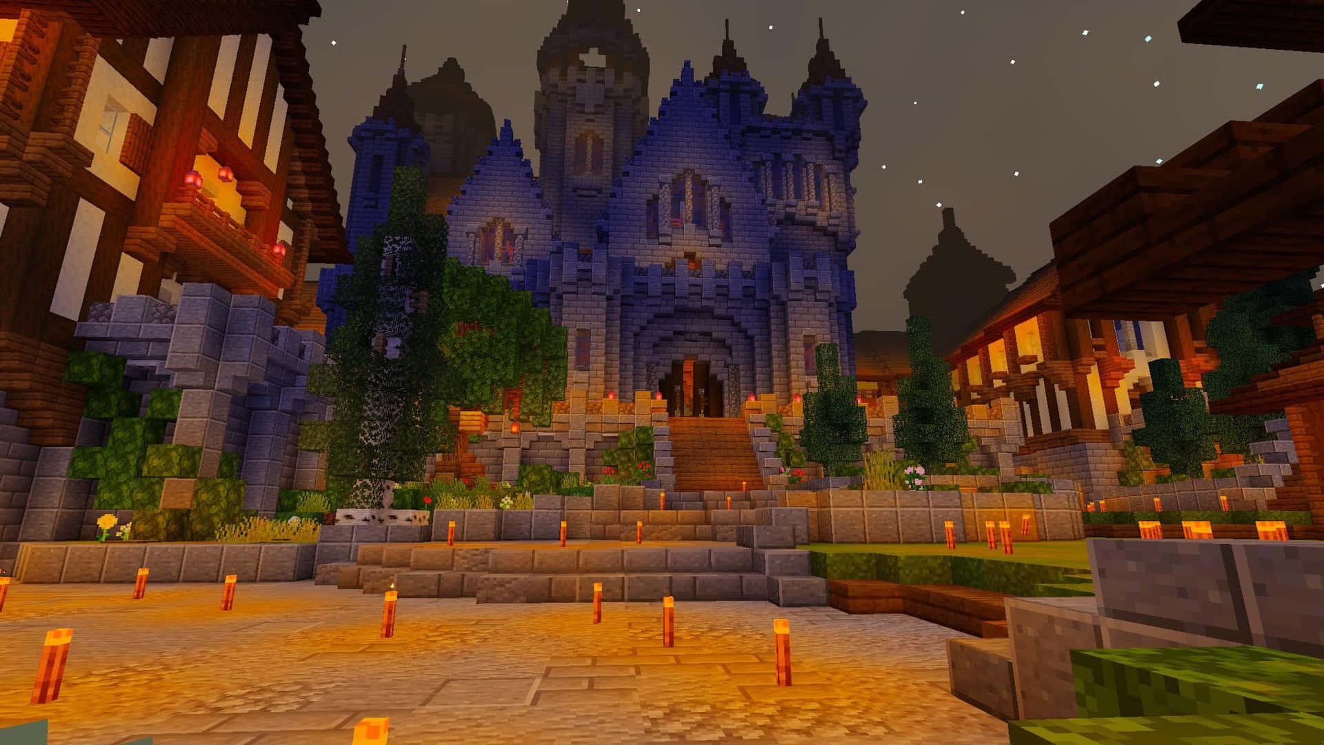 Stunning Minecraft Castle Overlooking the Kingdom Wallpaper