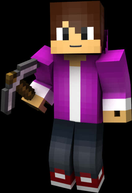 Minecraft Character With Bow PNG