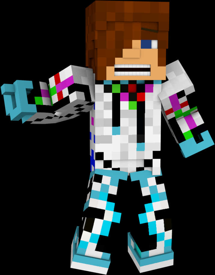 Minecraft Character With Colorful Armor PNG