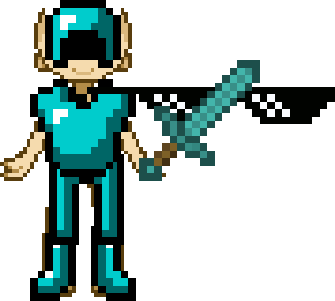 Minecraft Character With Diamond Armorand Sword PNG