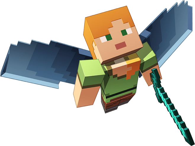 Minecraft Character With Diamond Sword PNG