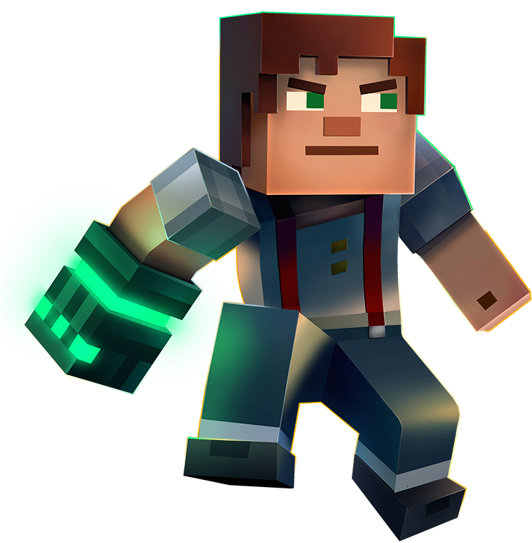 Minecraft Character With Green Glow PNG