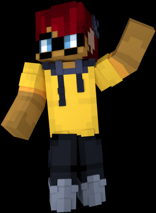 Minecraft Character With Red Hairand Yellow Shirt PNG