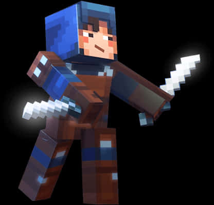 Minecraft Character With Sword PNG