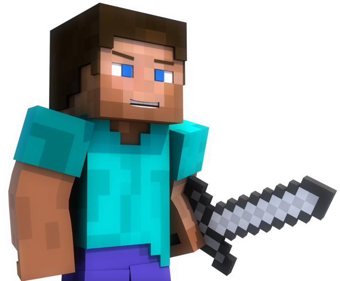 Minecraft Character With Sword PNG