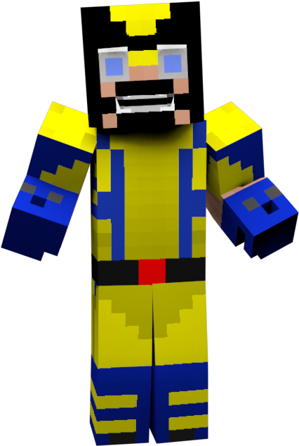 Minecraft Characterin Blueand Yellow PNG