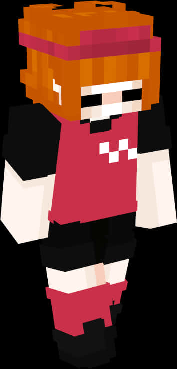 Minecraft Characterin Redand Black Outfit PNG