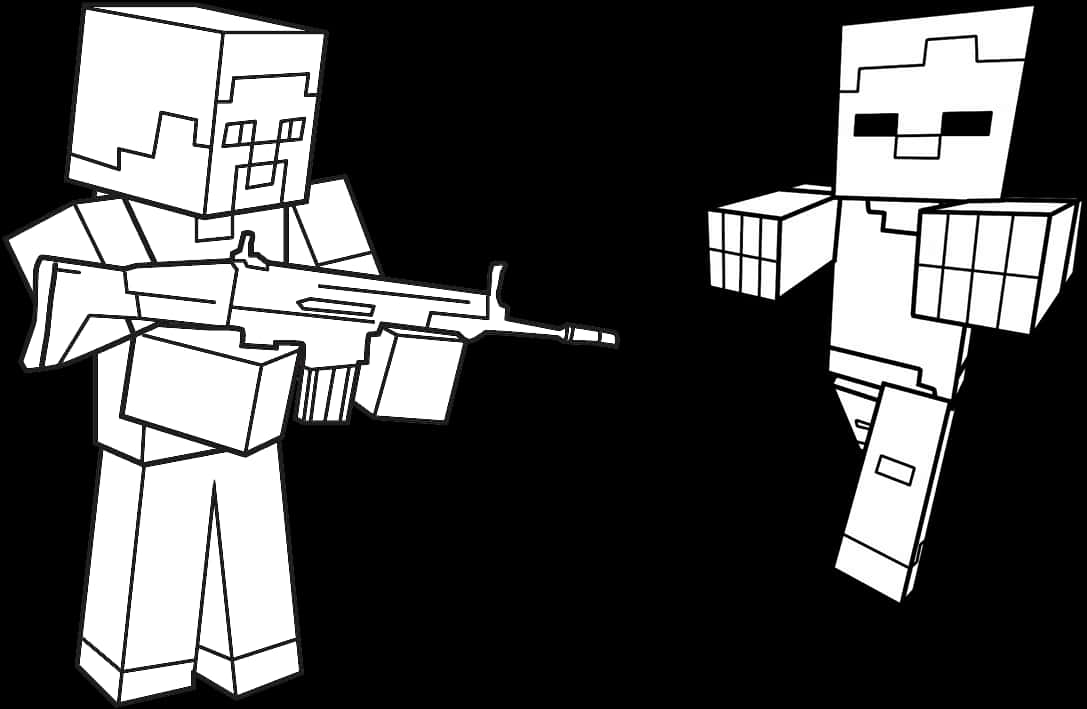 Minecraft Characters Armedand Ready PNG
