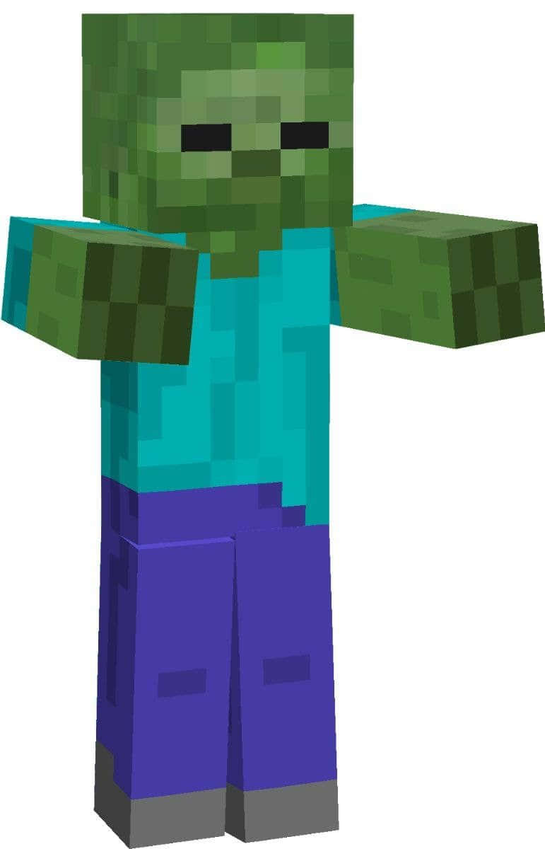 A Minecraft Zombie With His Arms Out