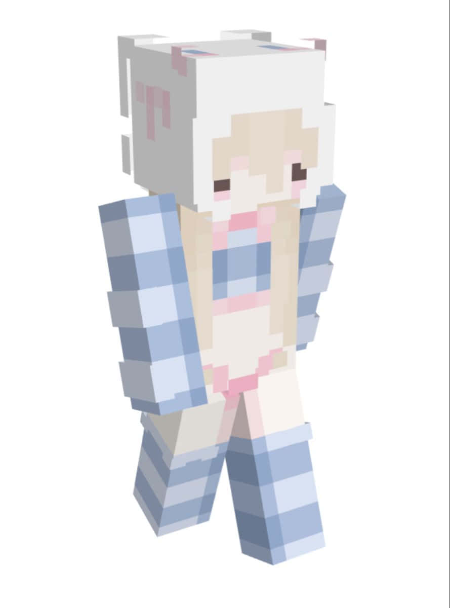 Unpersonaggio Di Minecraft In Una Tenuta Blu E Bianca