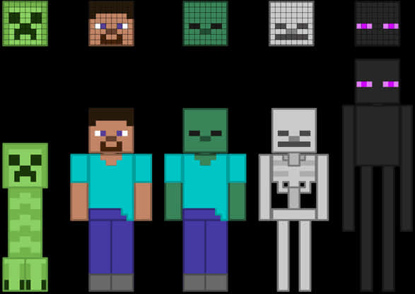 Minecraft Charactersand Faces PNG