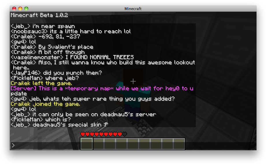 Minecraft Chat Screenwith Hearts PNG