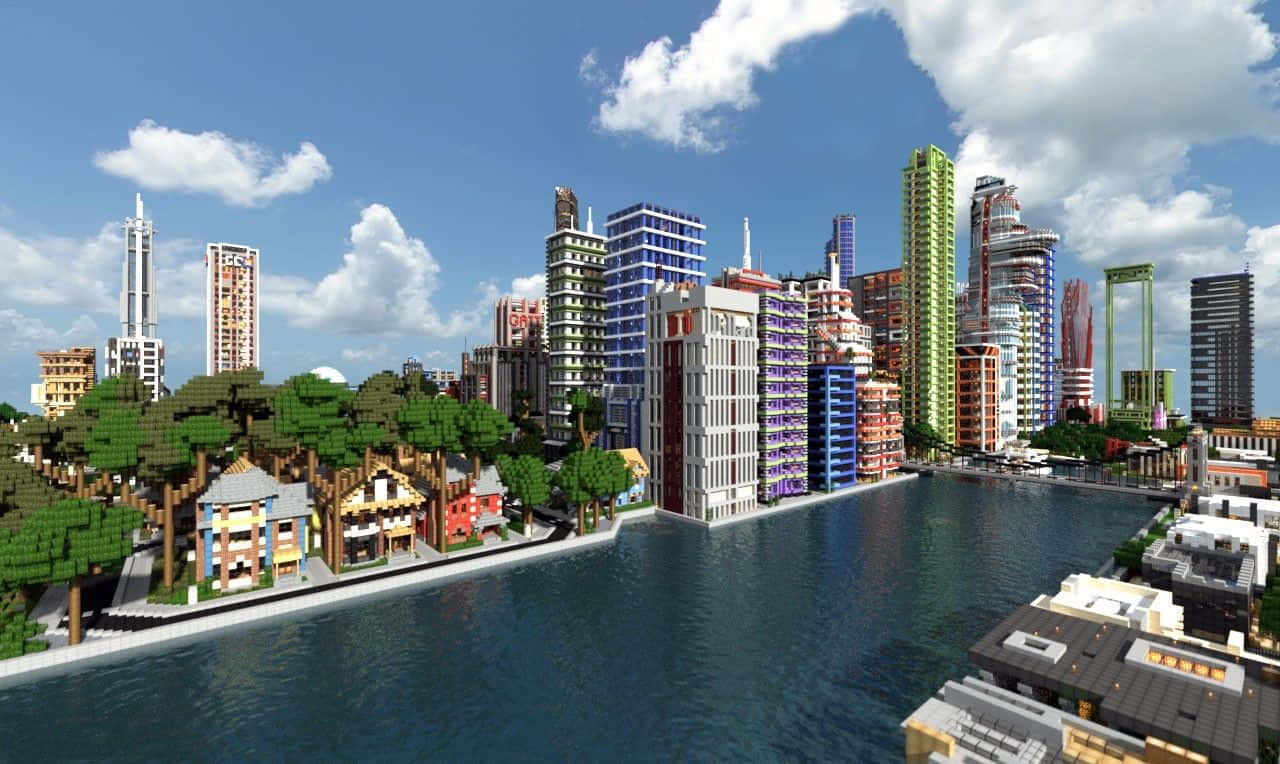 A Magnificent Minecraft Cityscape Wallpaper