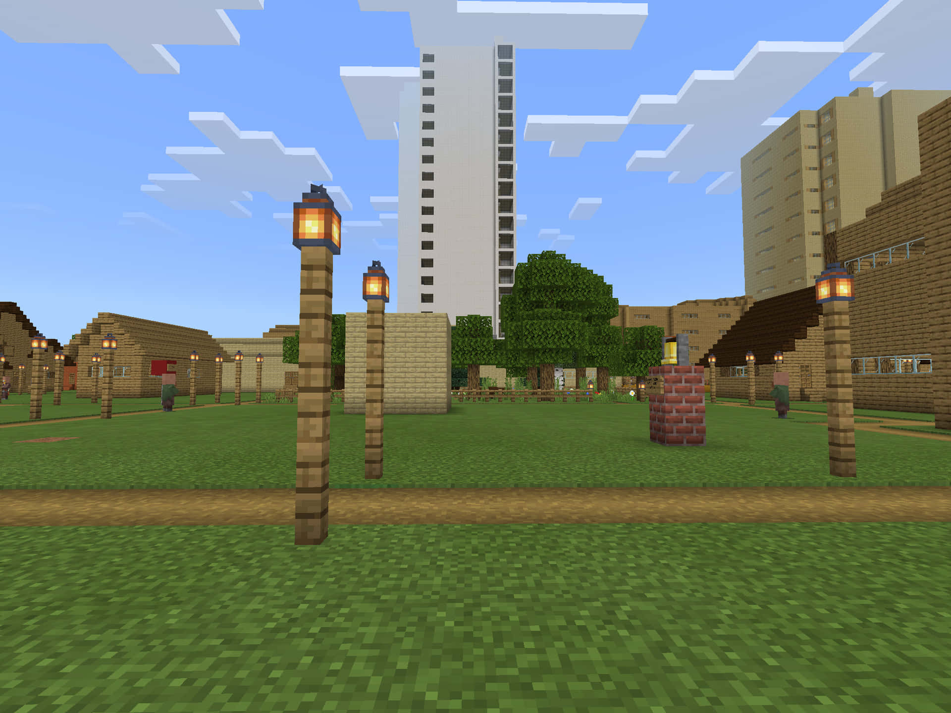 A Vibrant Minecraft City Awaits! Wallpaper