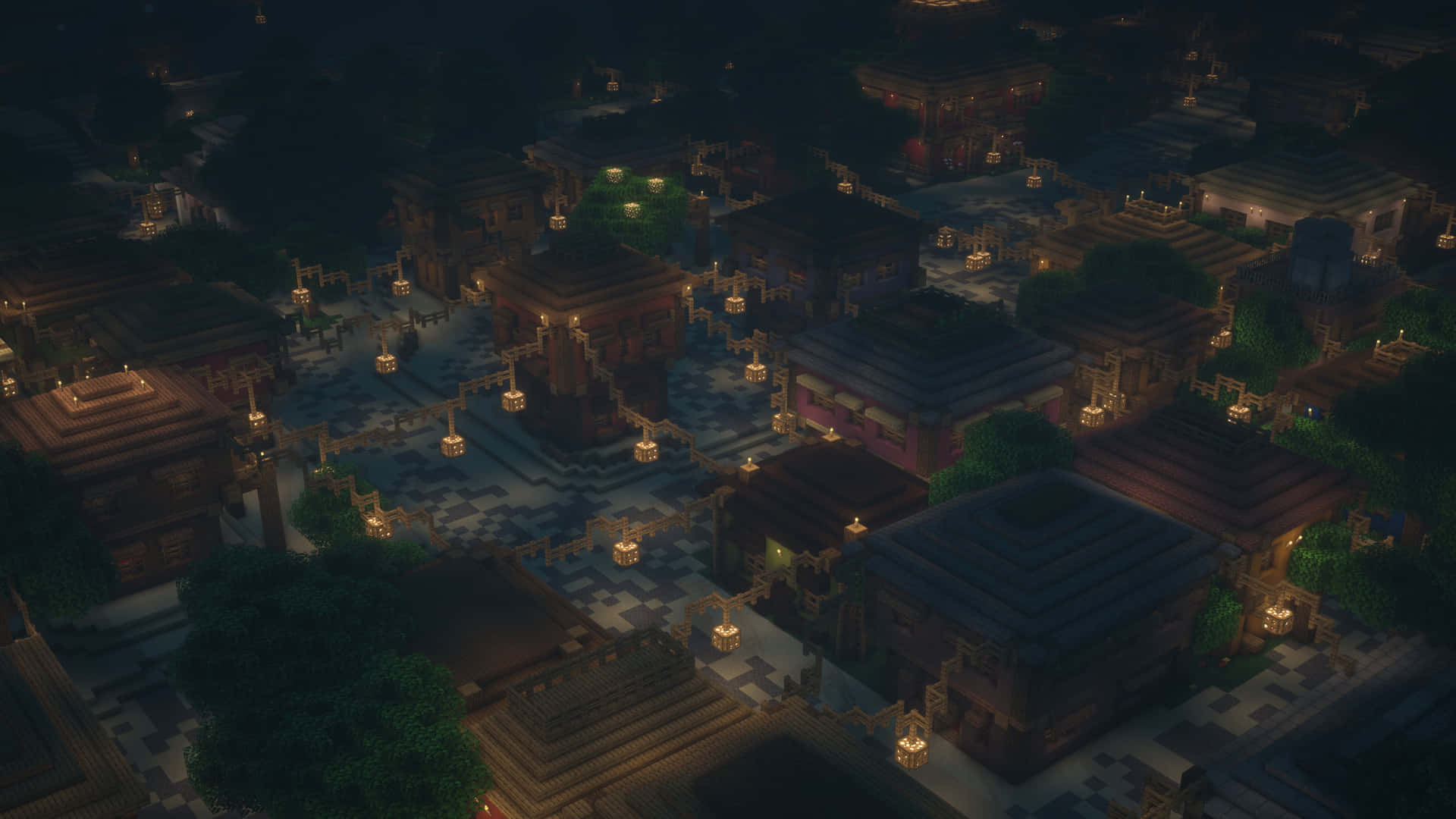 Stunning Minecraft Cityscape at Dusk Wallpaper