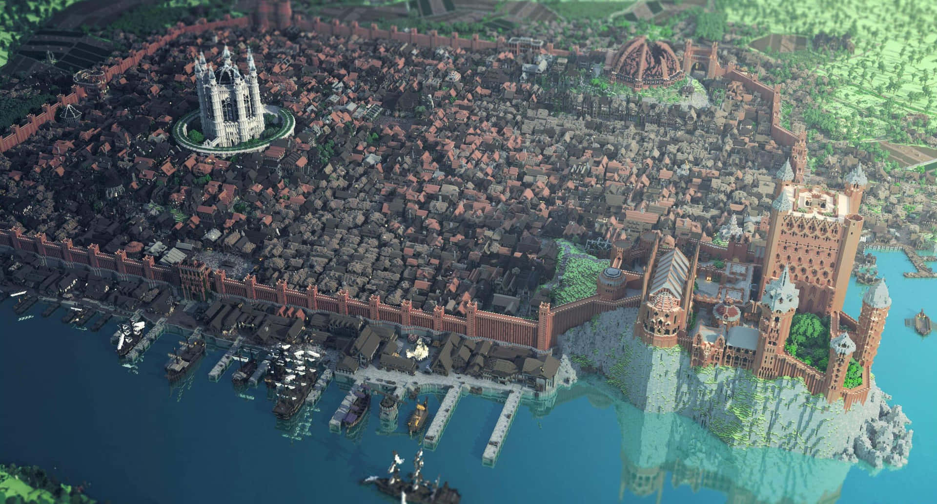 Majestic Minecraft Cityscape Wallpaper