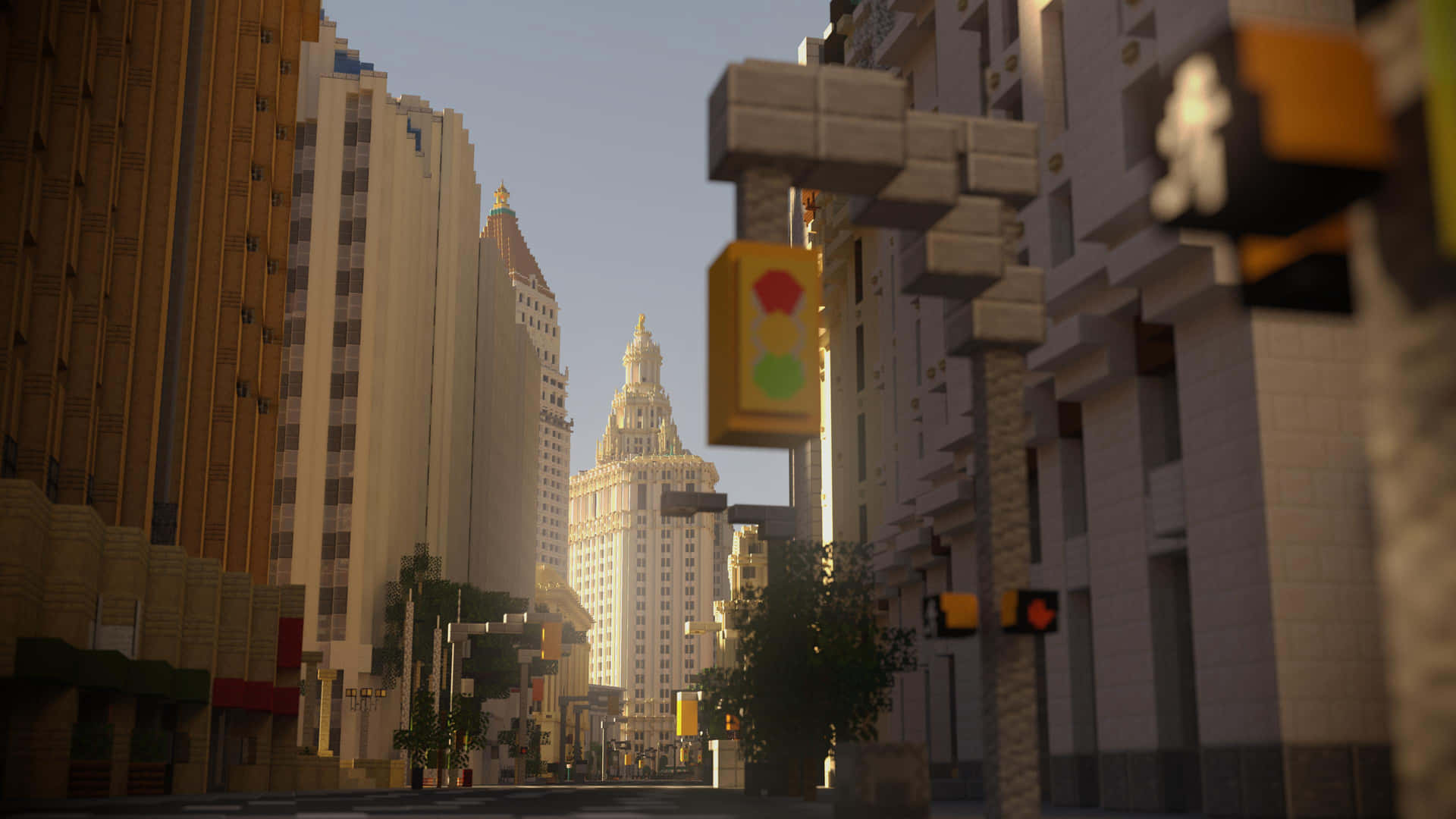 Captivating Minecraft City View Wallpaper