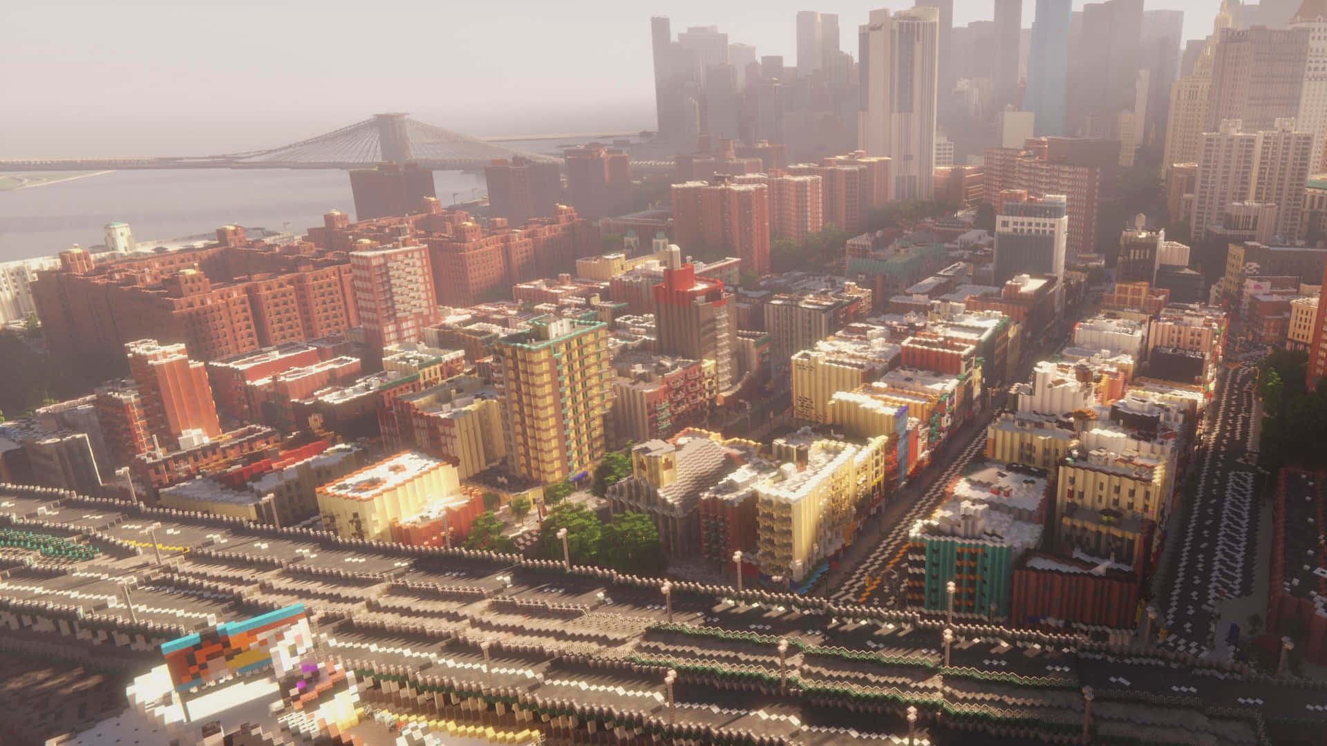 Minecraft City: A Remarkable Architectural Masterpiece in a Pixelated World Wallpaper