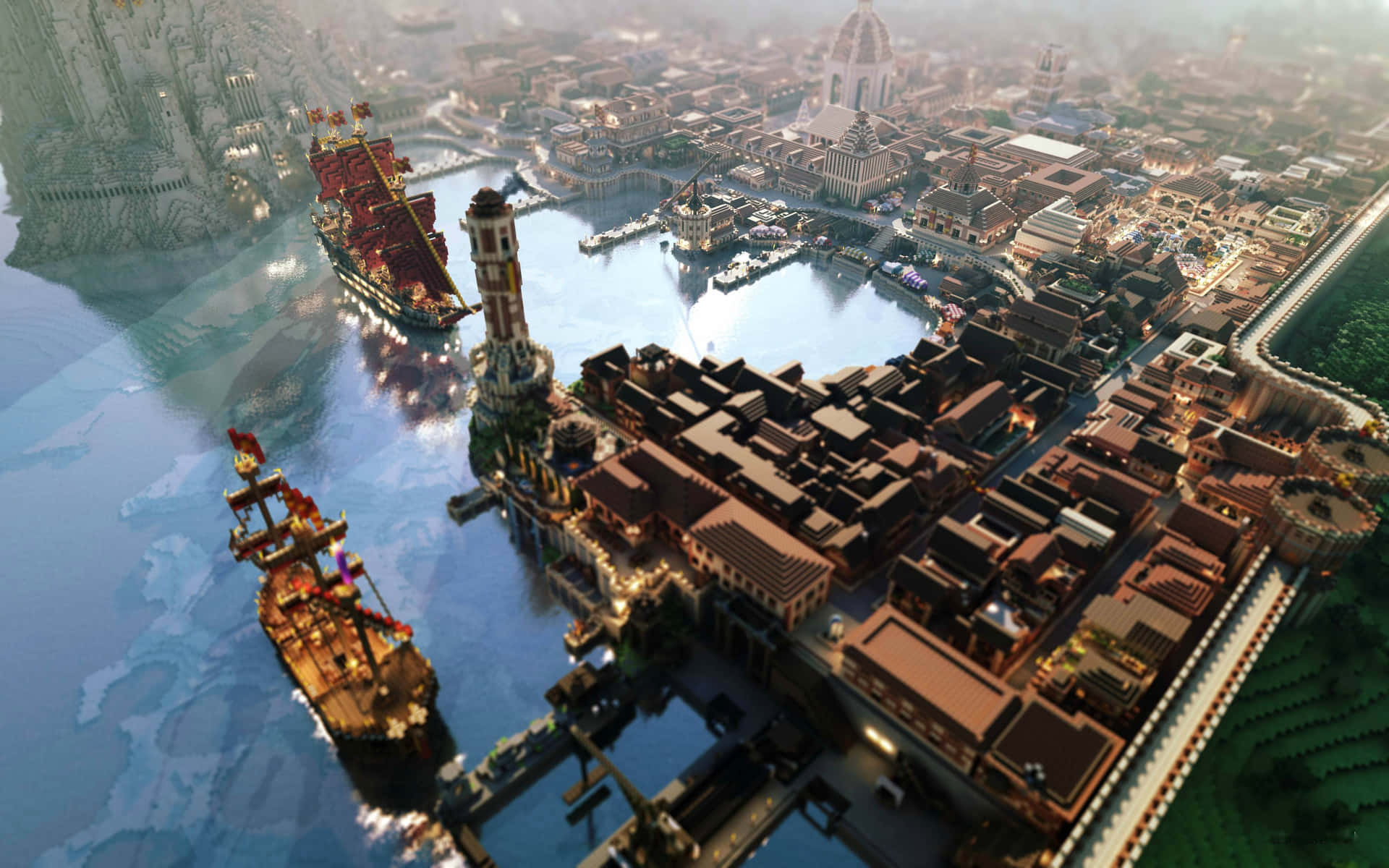 Minecraft City 4000 X 2500 Wallpaper Wallpaper