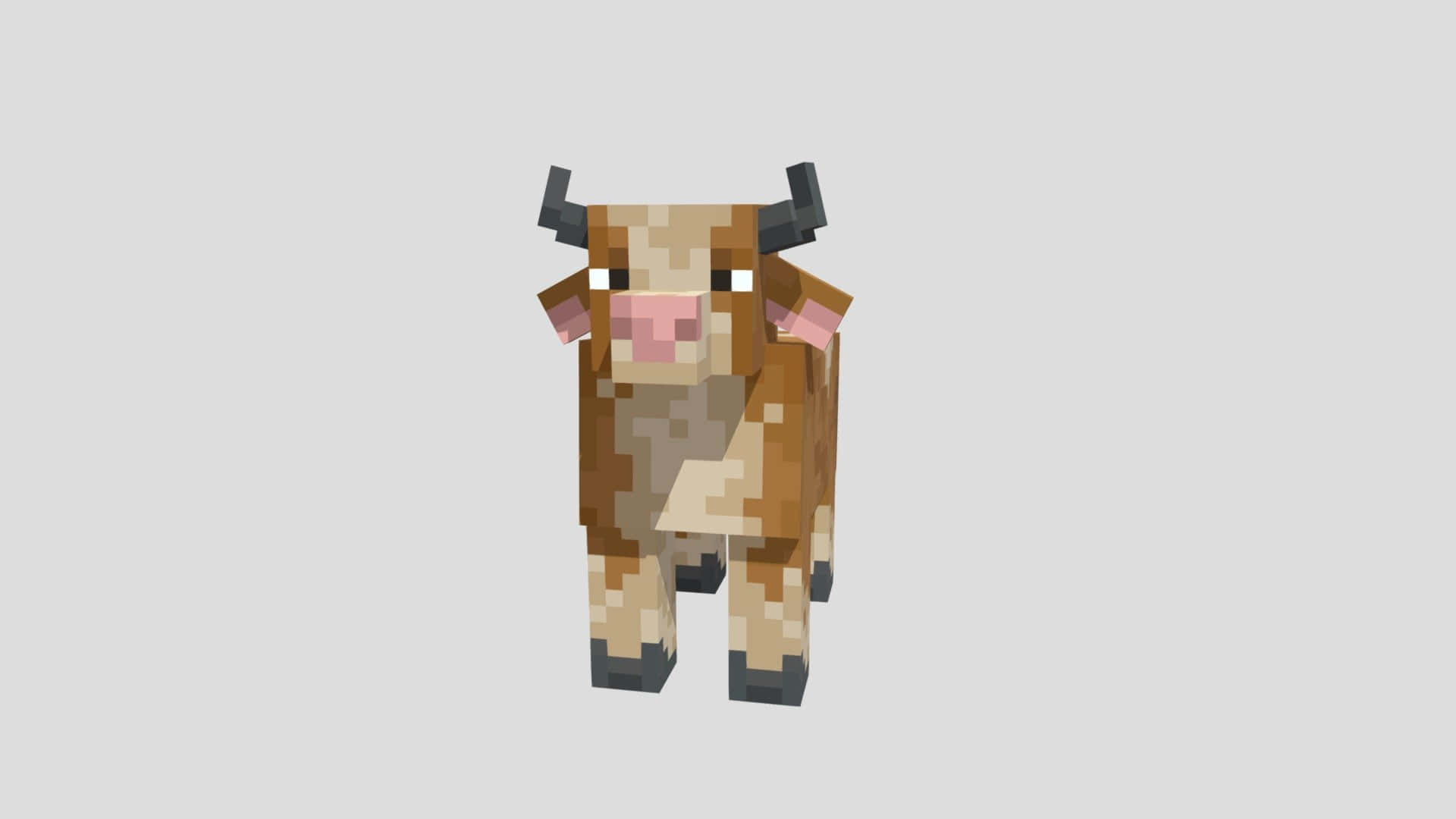 Minecraft cow grazing in the grassland Wallpaper