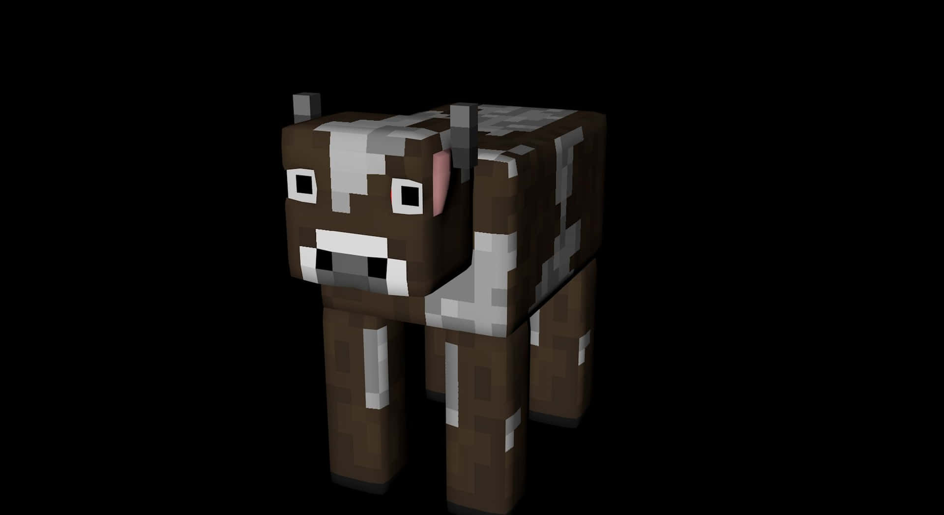 Minecraft Cow with Pixelated Landscape Wallpaper