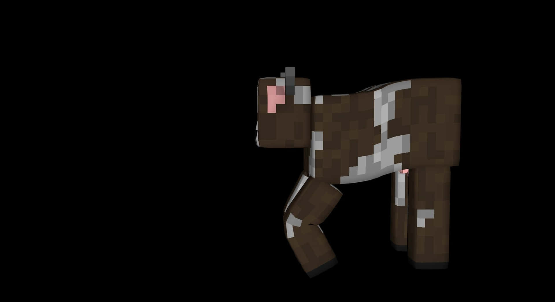 Minecraft Cow Grazing in the Field Wallpaper