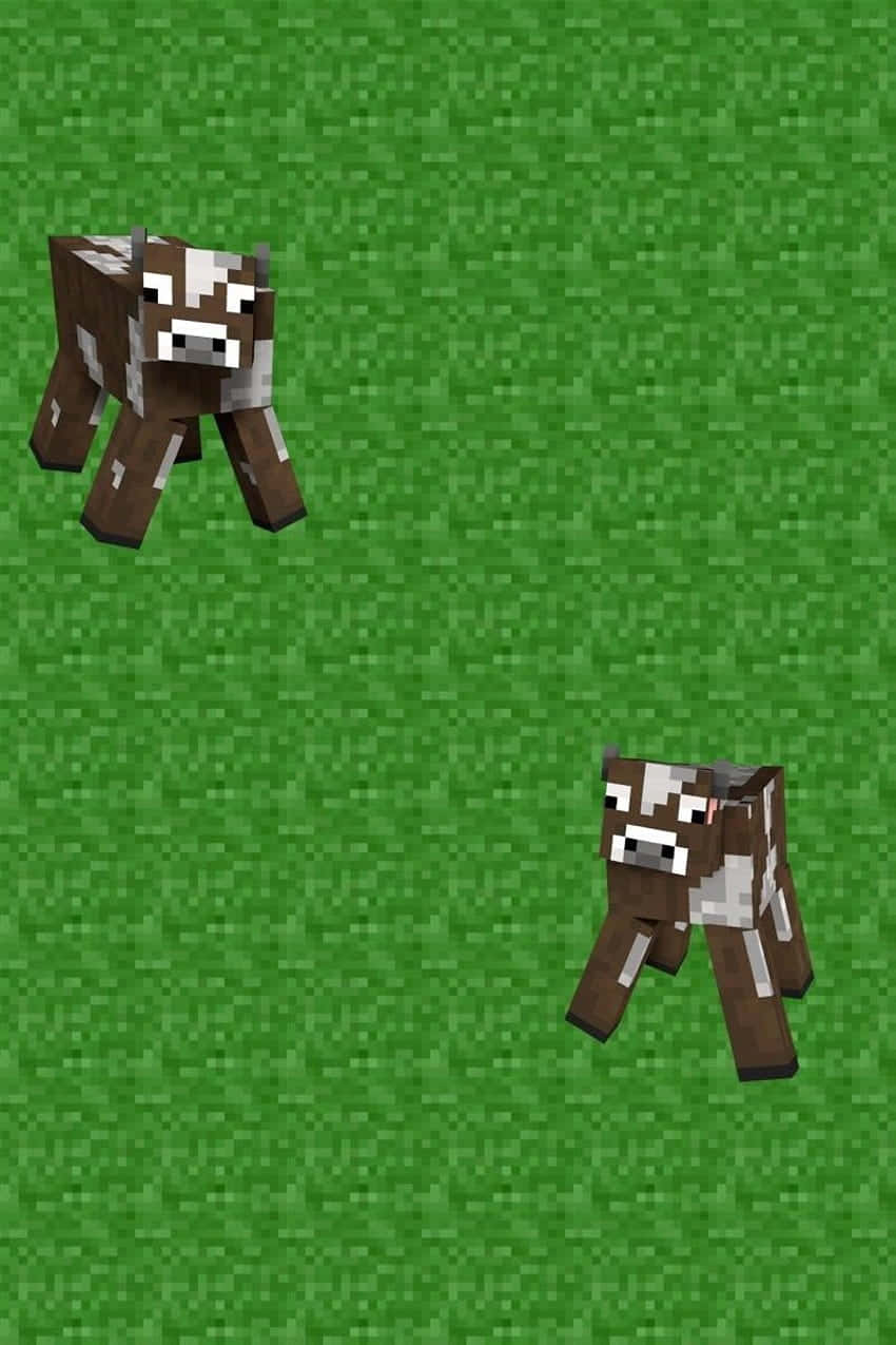 A Cute and Funny Minecraft Cow in a Natural Environment Wallpaper