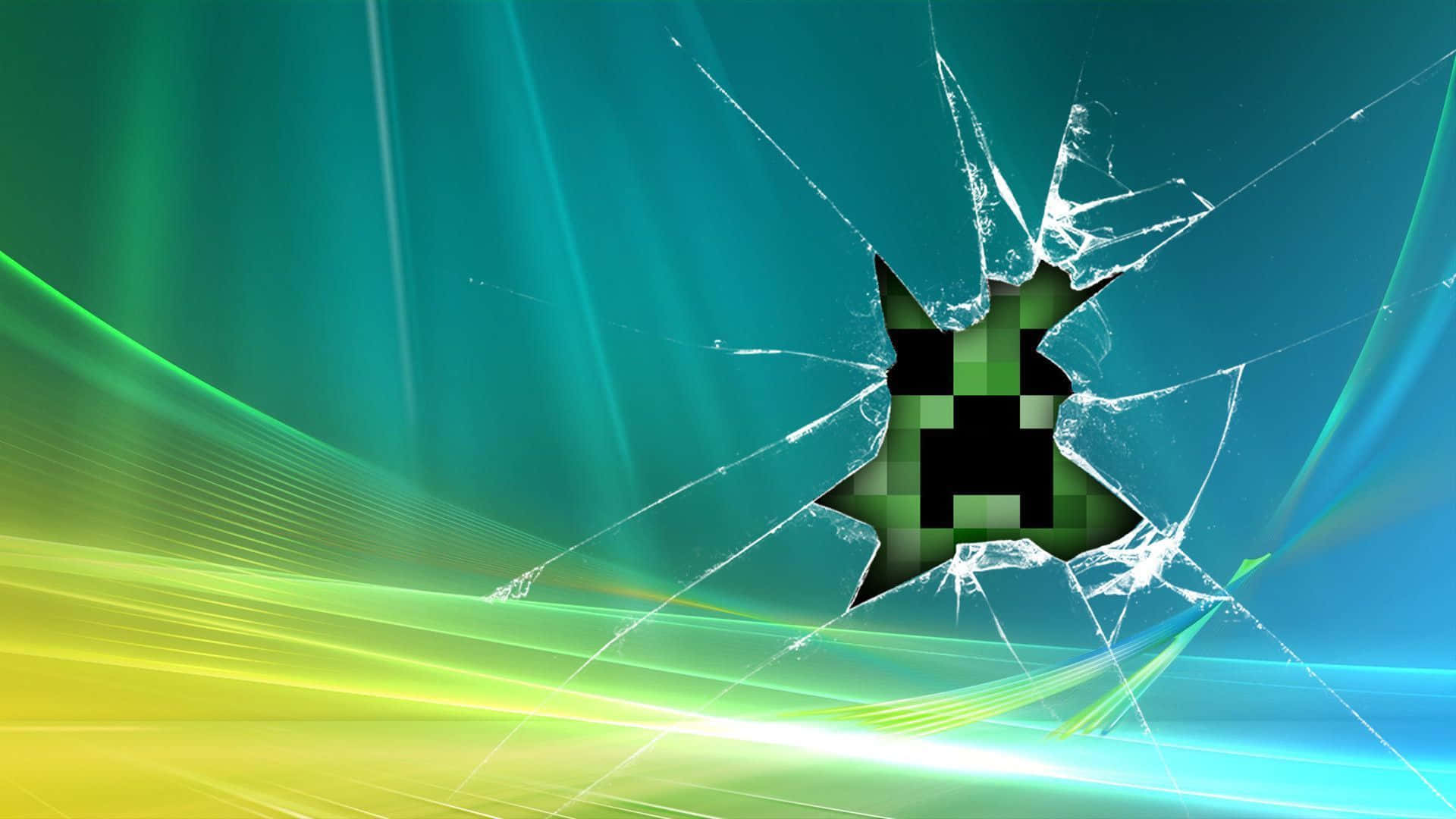 Minecraft Creeper Breaking Through Wallpaper