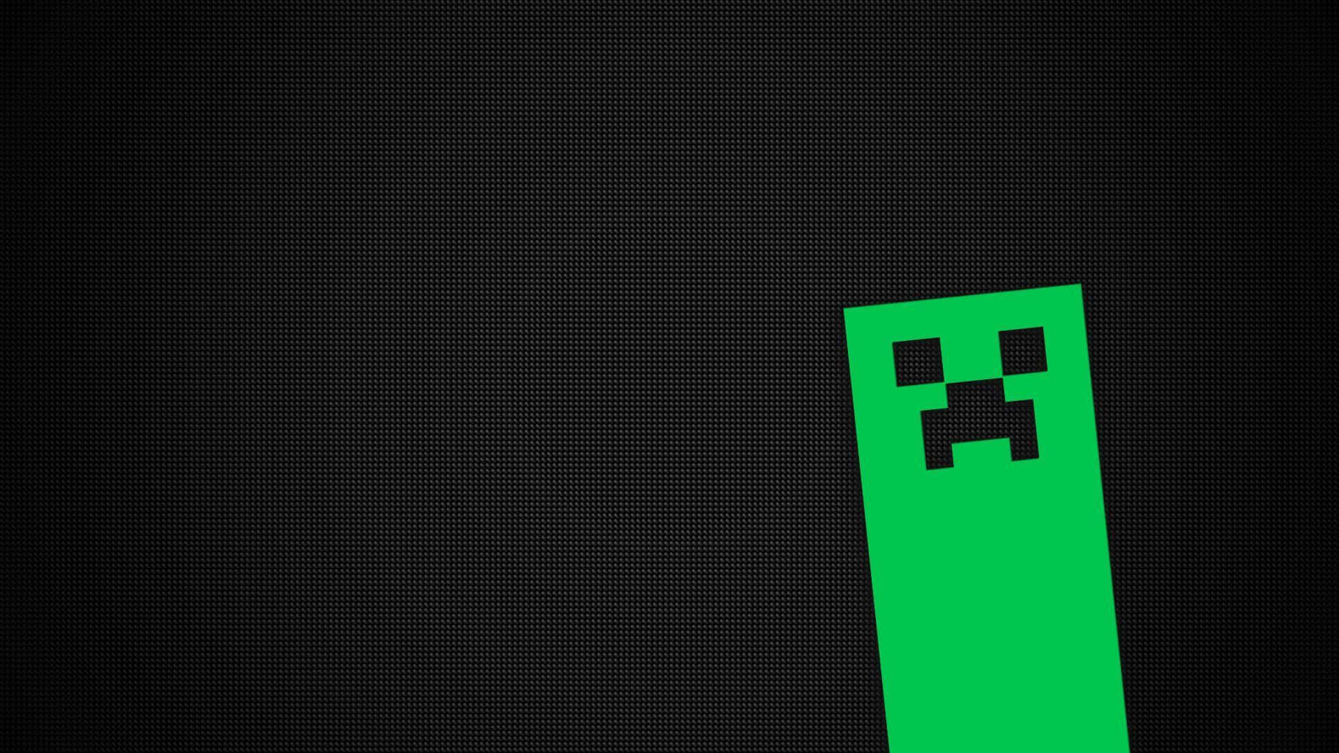 Minecraft Creeper Faceon Black Background Wallpaper