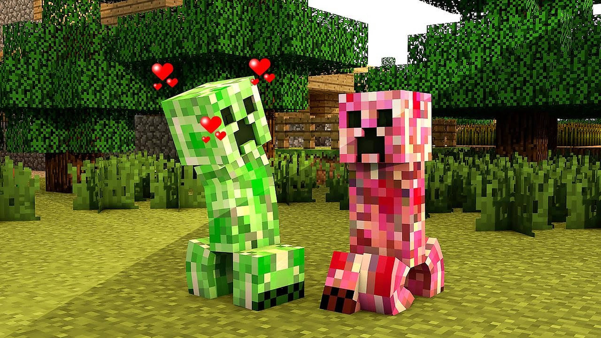 Minecraft Creeper With Hearts Wallpaper