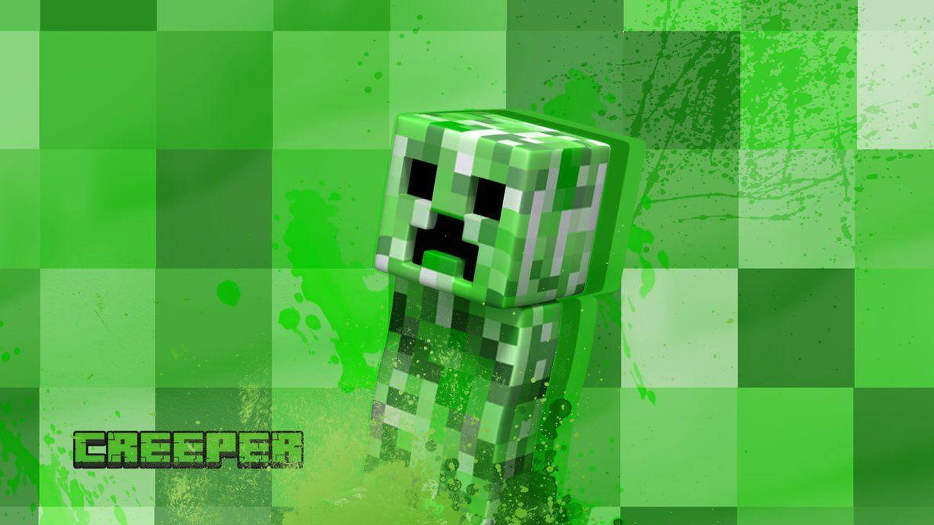 Minecraft Creeper Med Maling Stænk Wallpaper