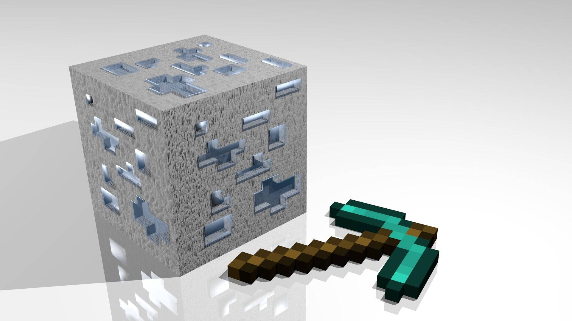 Minecraft Diamond Axe And Ore Wallpaper